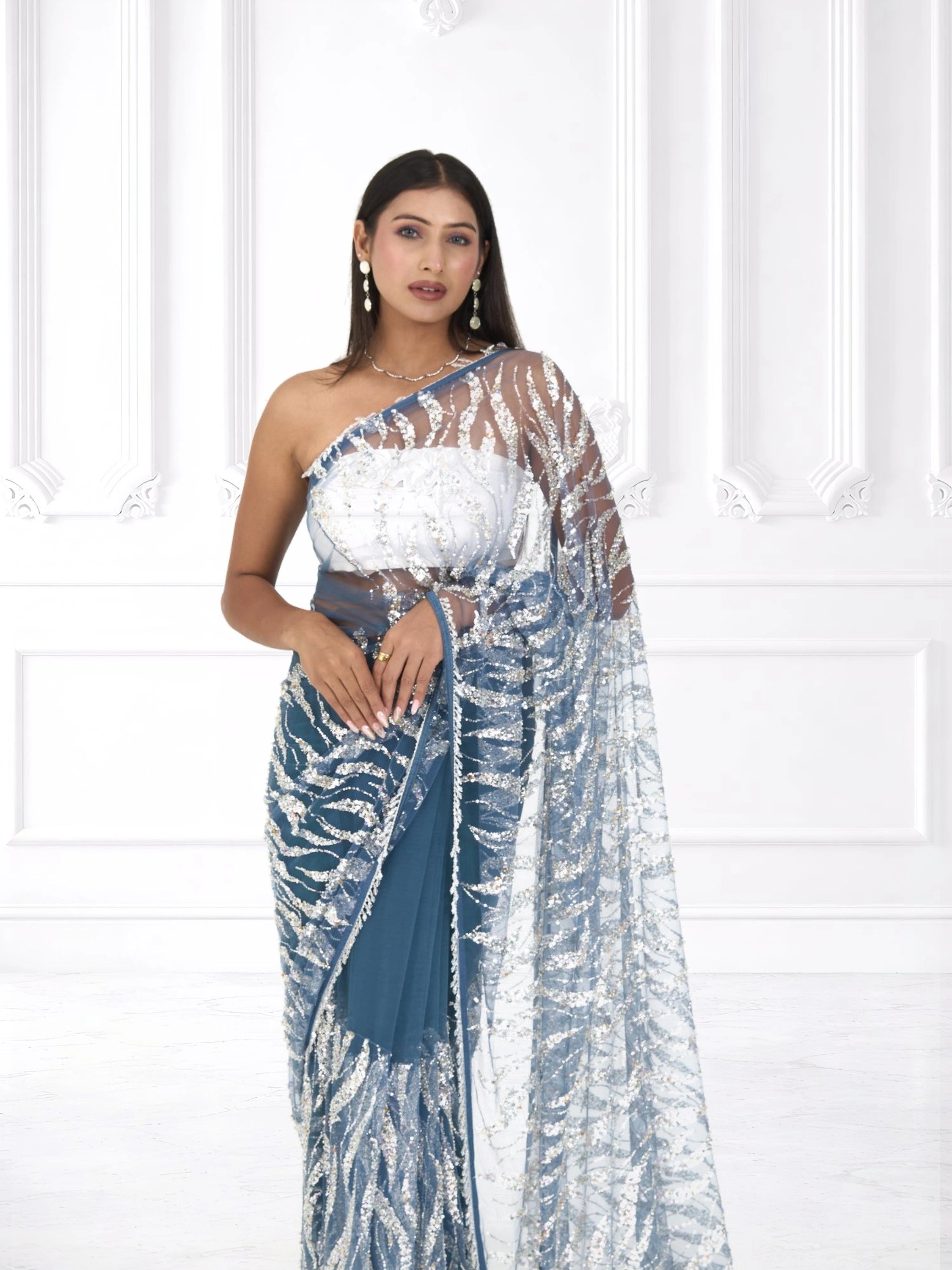 Leheriya net Saree | Blue Indian Saree for Women