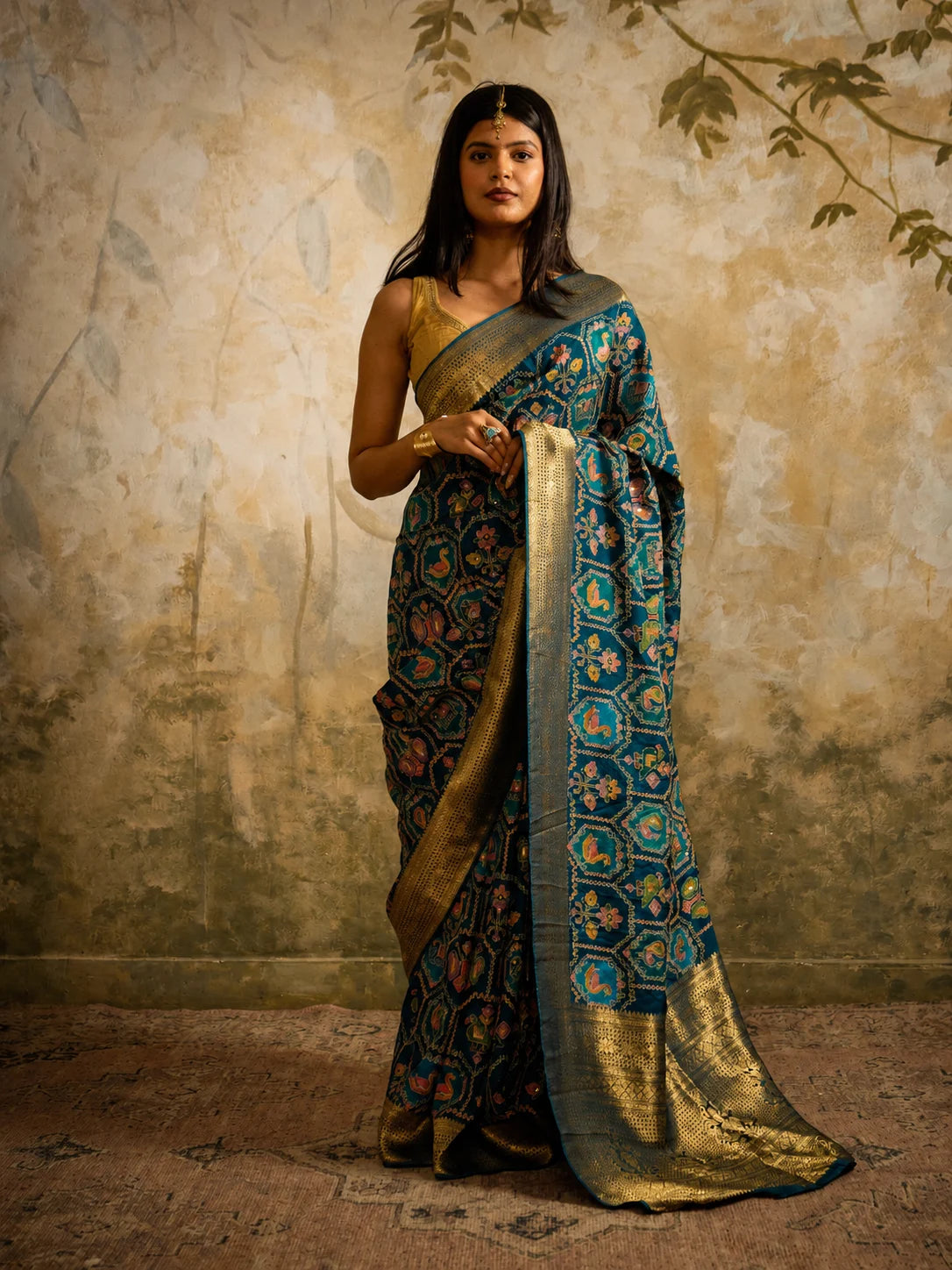 Blue Moonga Silk Patola Saree | Banarasi Border Saree | Designer Silk Saree