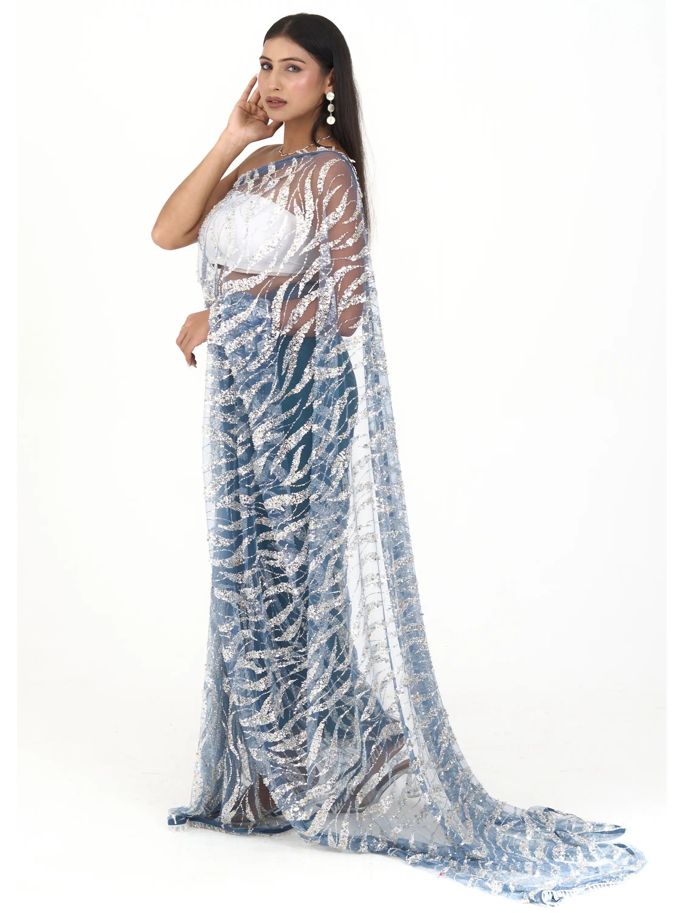 Leheriya net Saree | Blue Indian Saree for Women