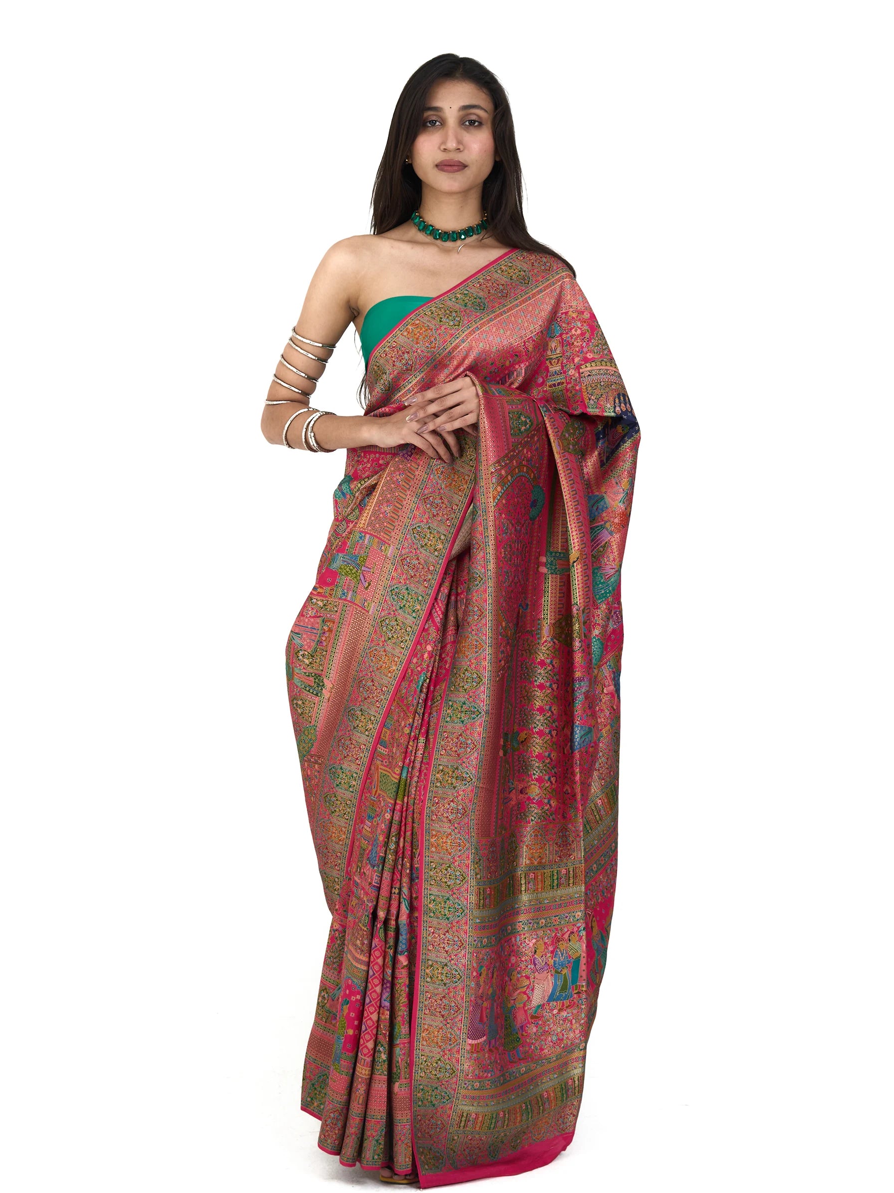 Pink Rajwada Tanchui Eri Silk Saree