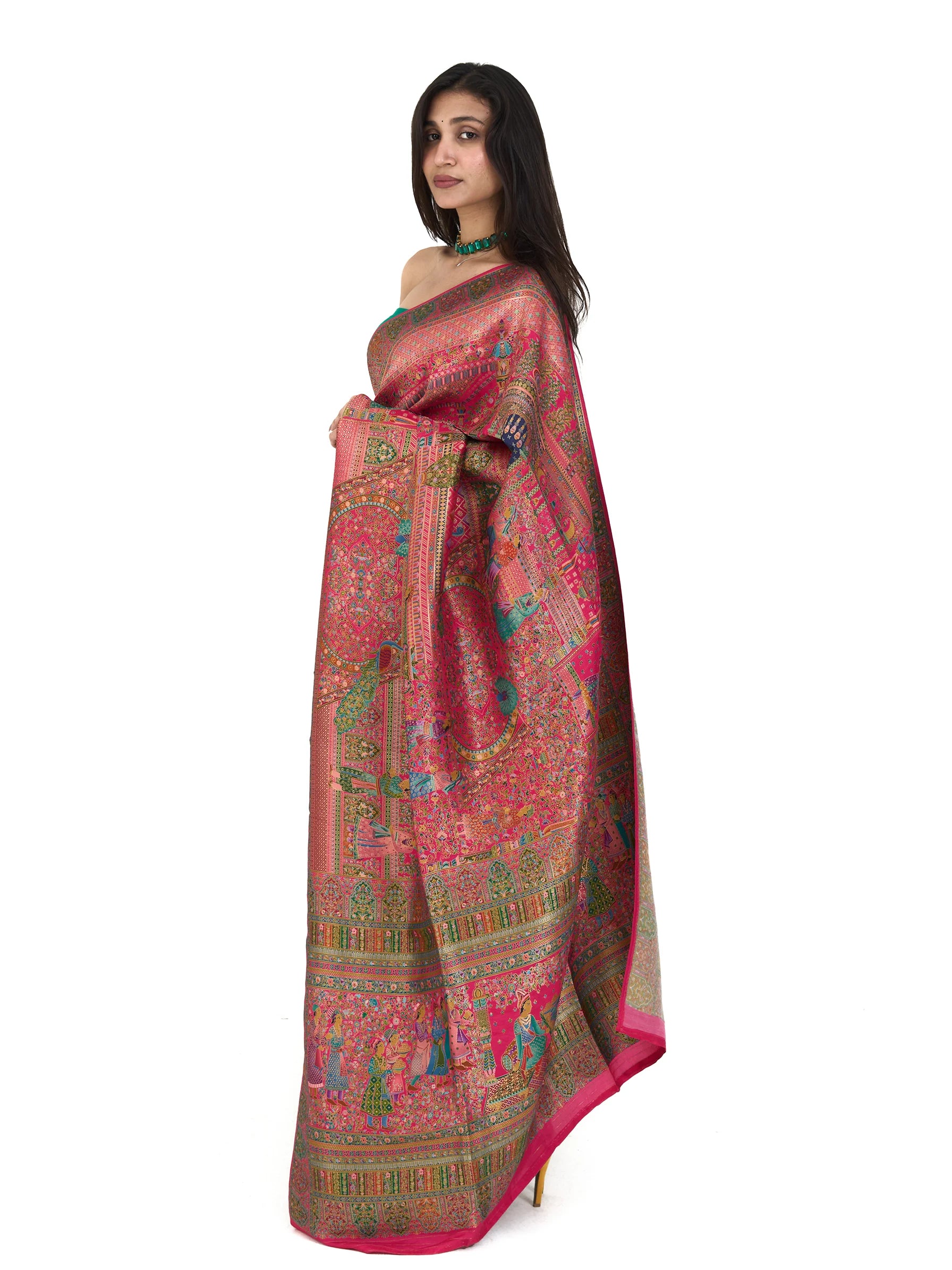 Pink Rajwada Tanchui Eri Silk Saree