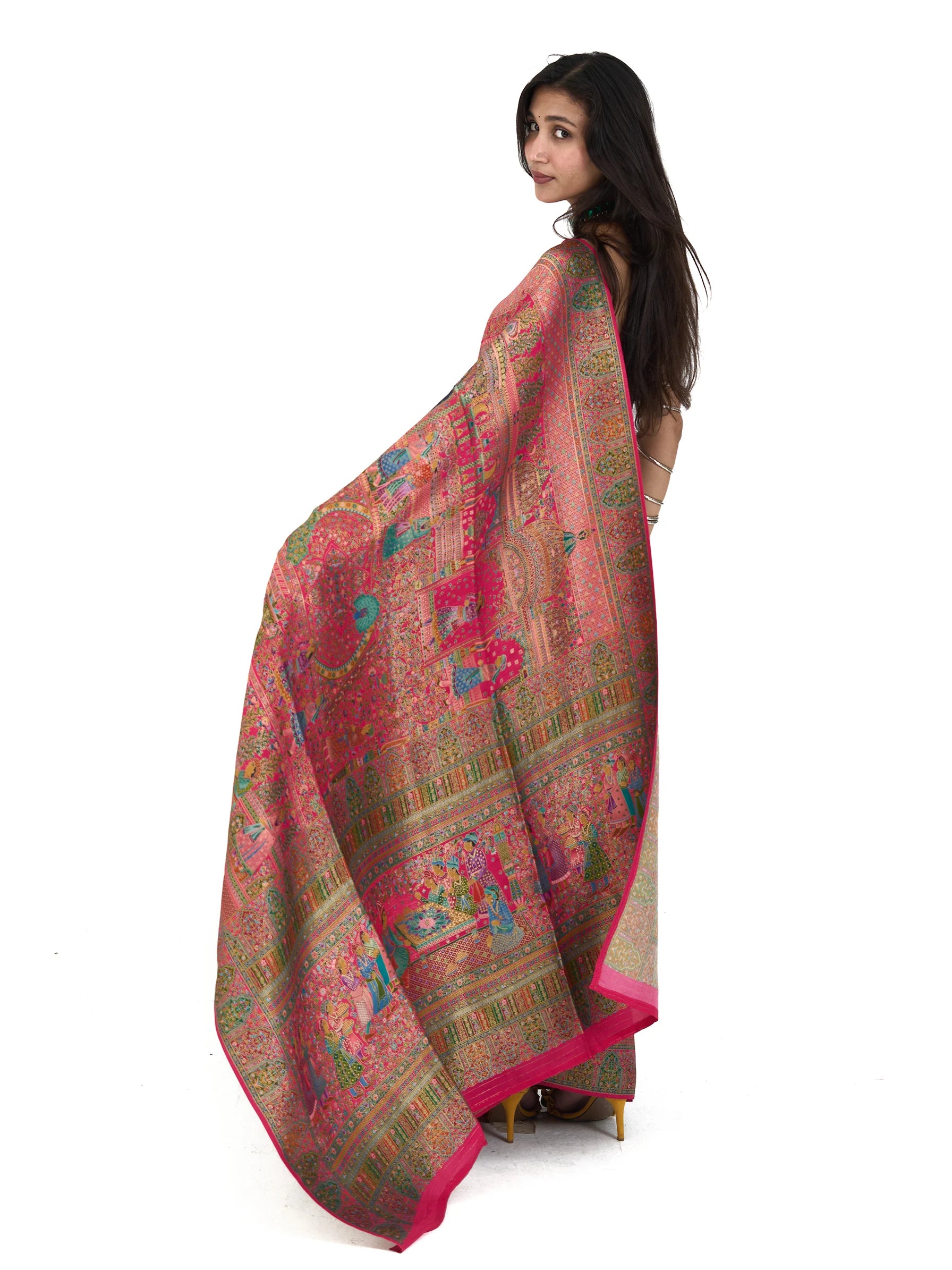 Pink Rajwada Tanchui Eri Silk Saree