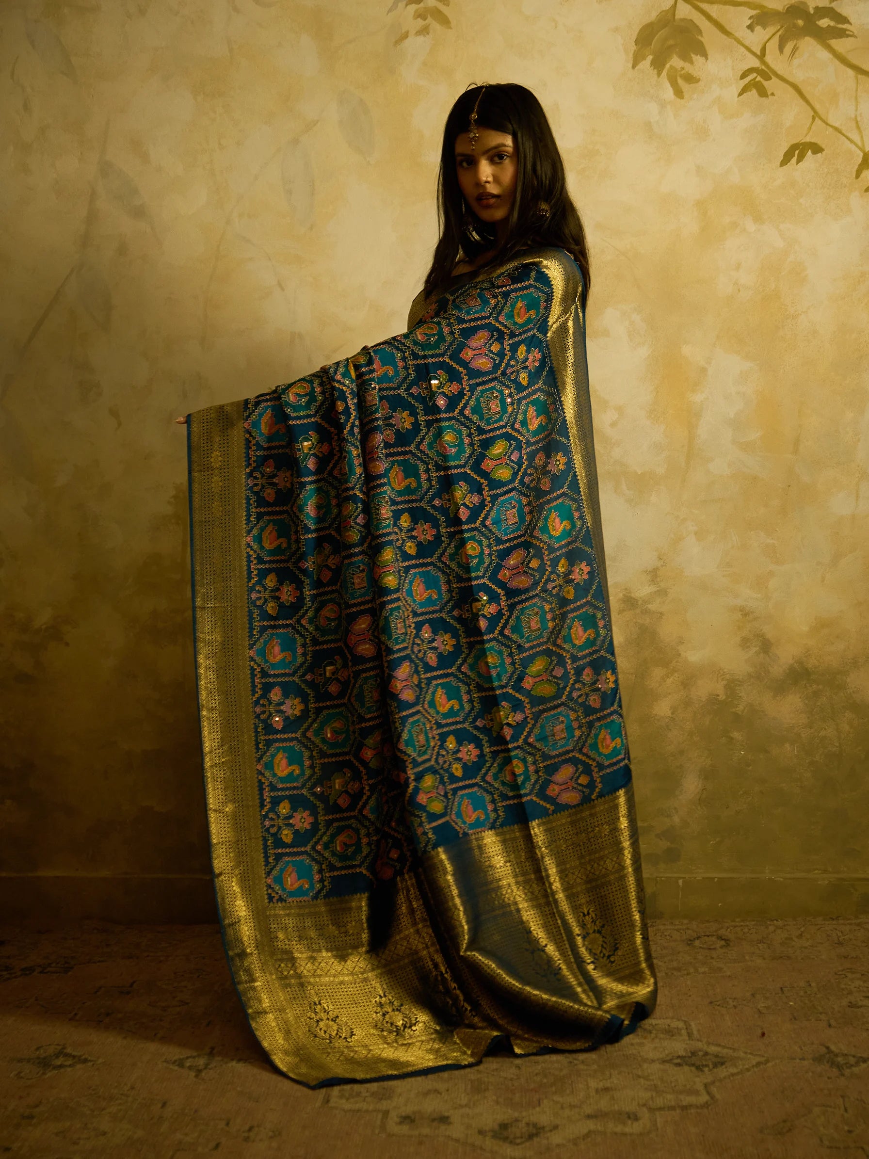 Blue Moonga Silk Patola Saree | Banarasi Border Saree | Designer Silk Saree