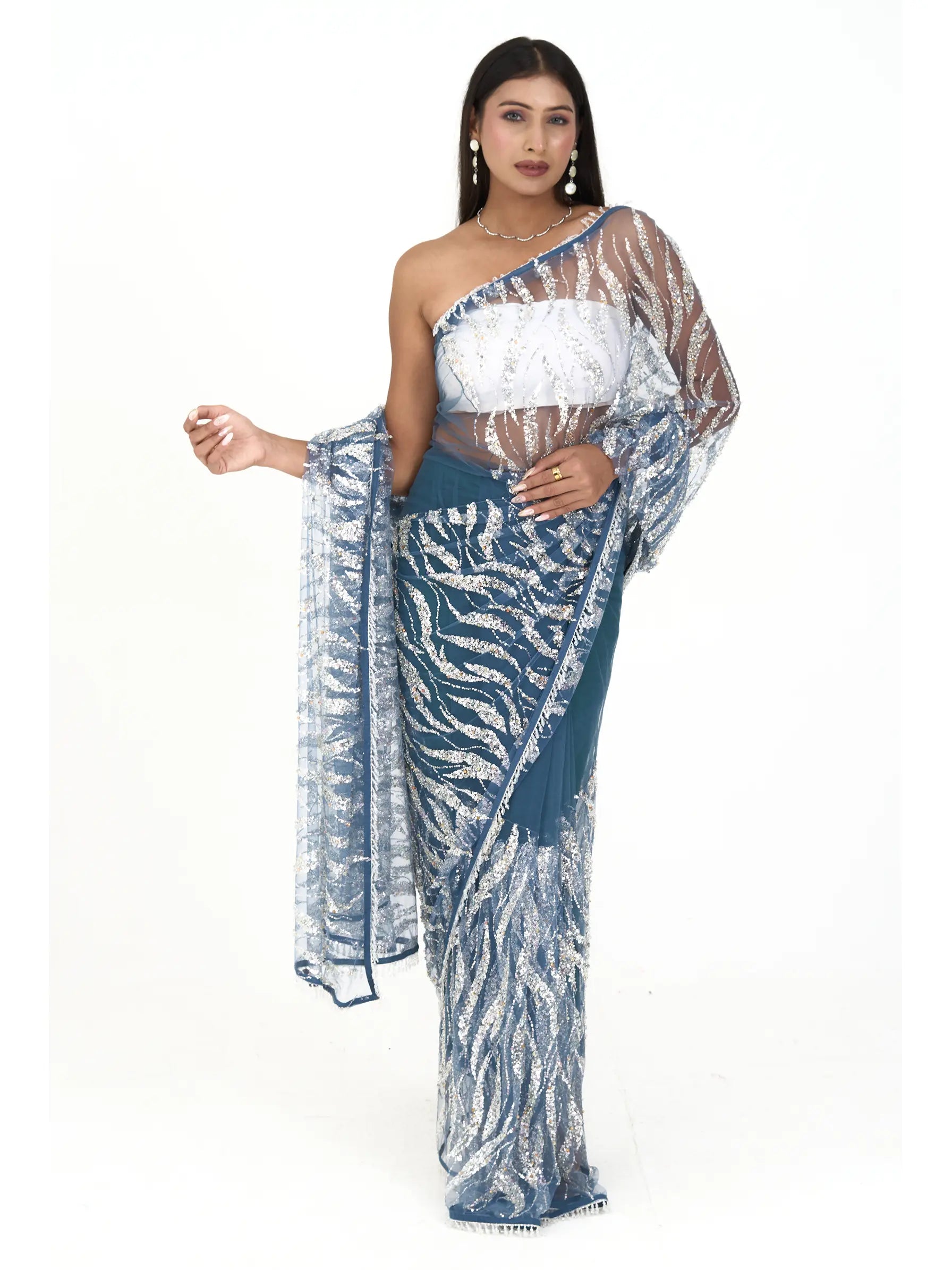 Leheriya net Saree | Blue Indian Saree for Women