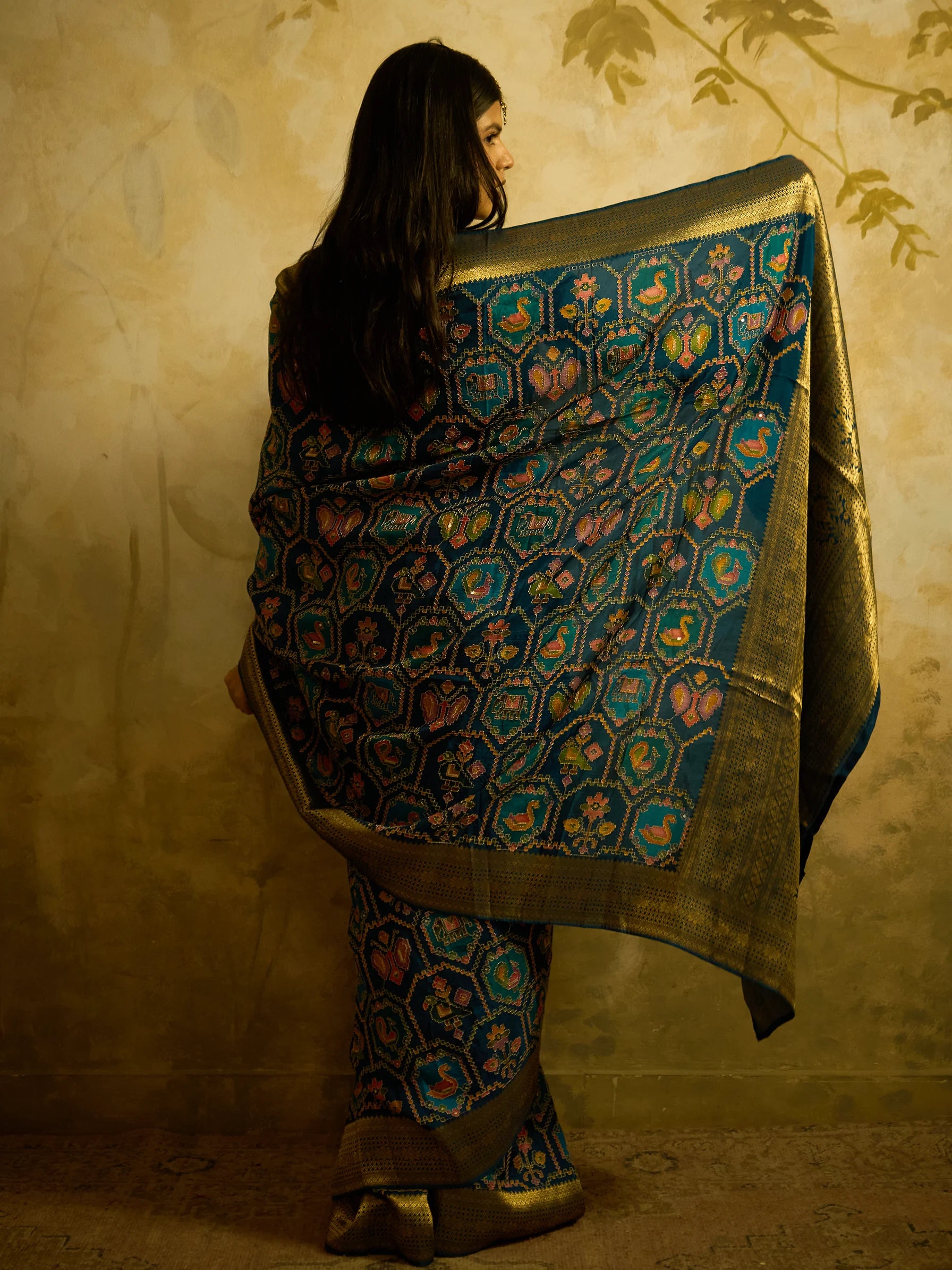 Blue Moonga Silk Patola Saree | Banarasi Border Saree | Designer Silk Saree