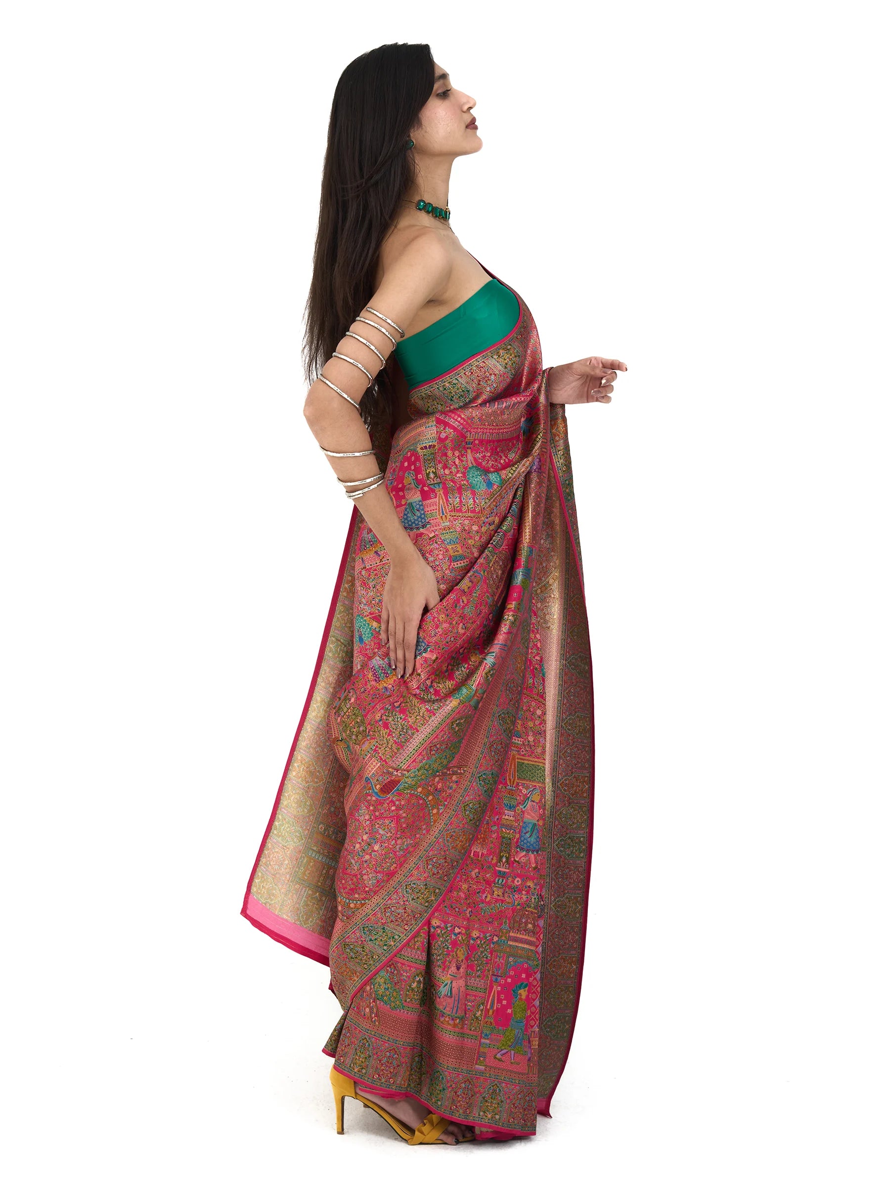 Pink Rajwada Tanchui Eri Silk Saree
