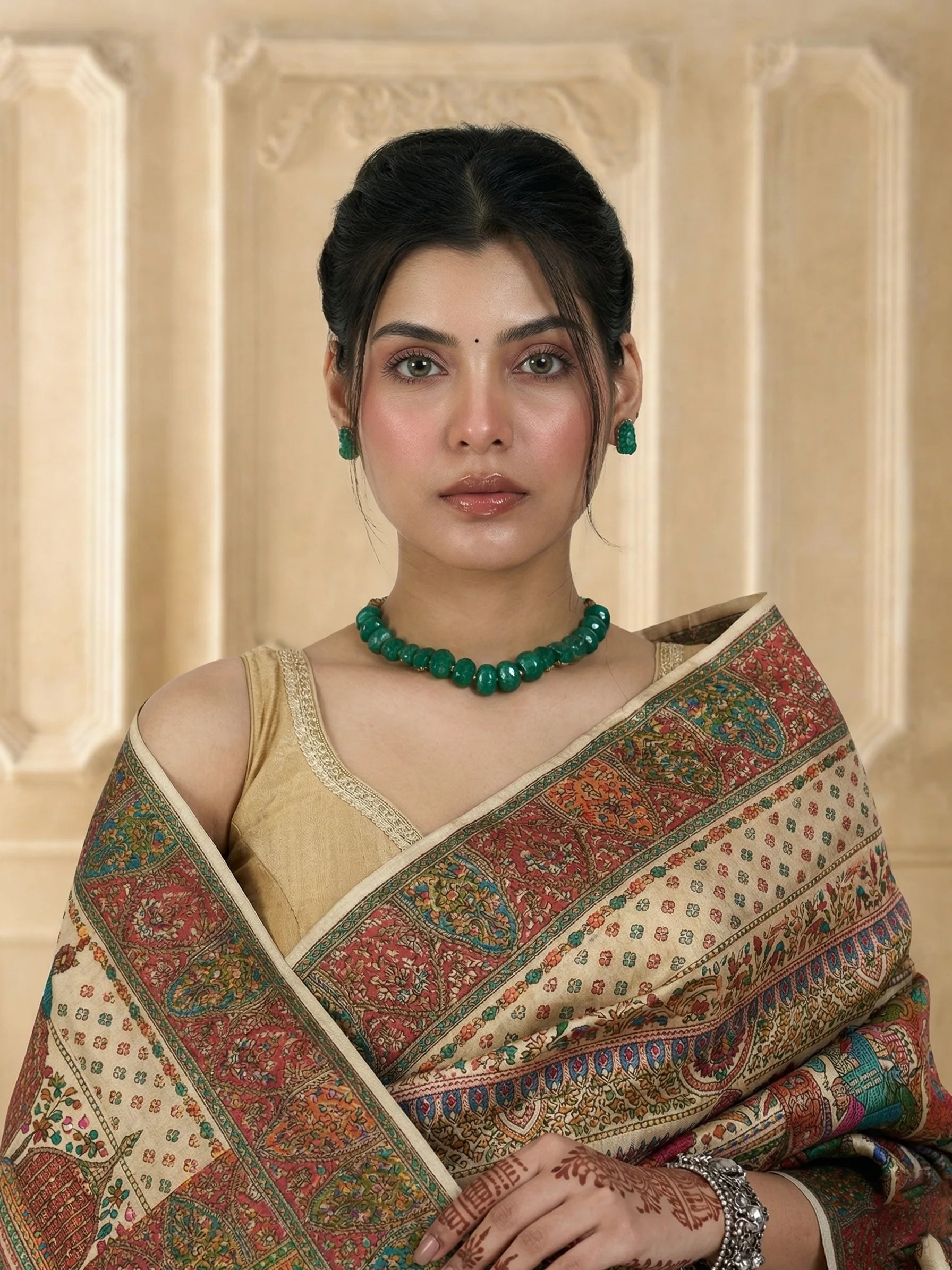 Cream Rajwada Tanchui Eri Silk Saree