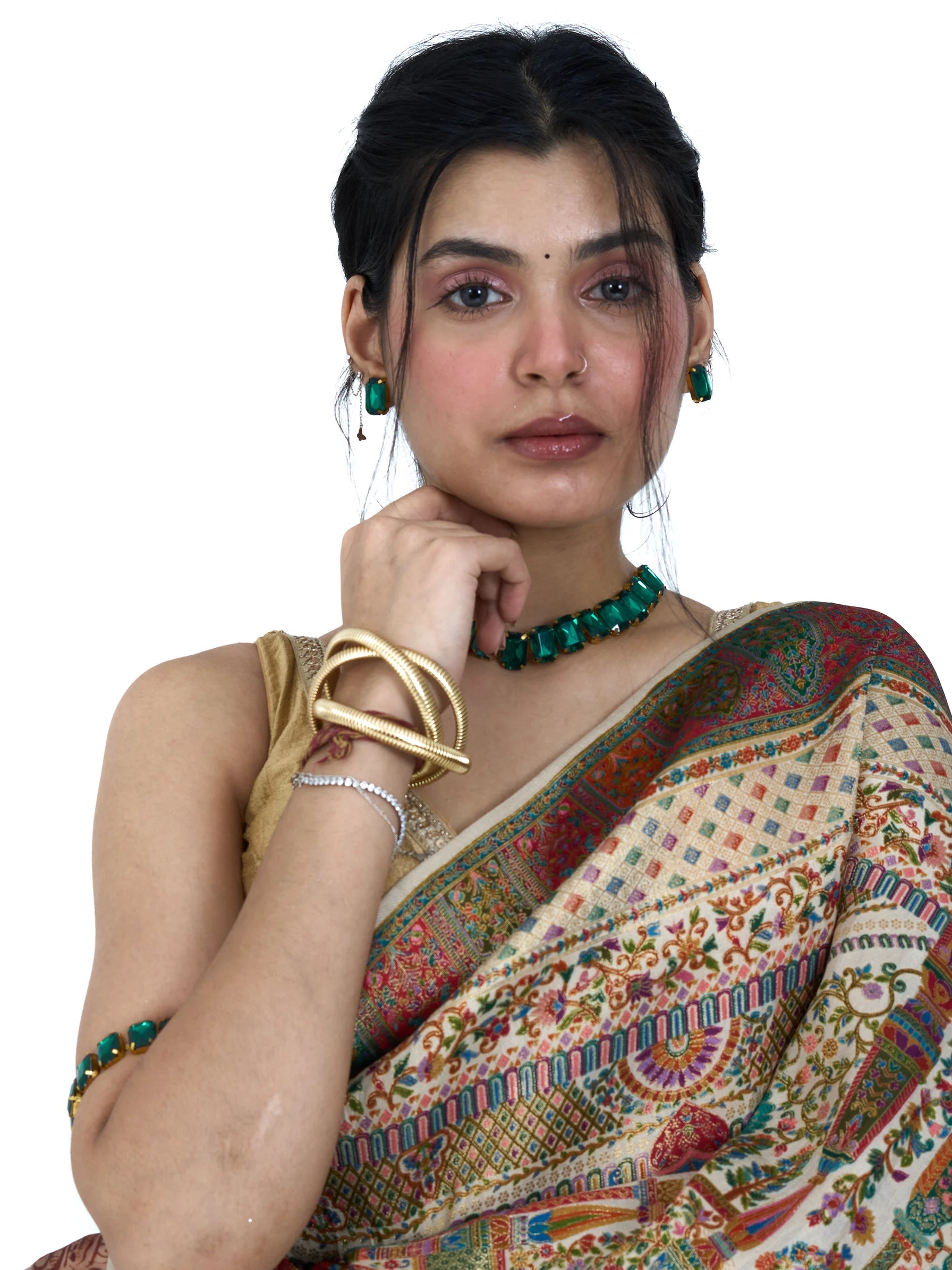 Cream Rajwada Tanchui Eri Silk Saree